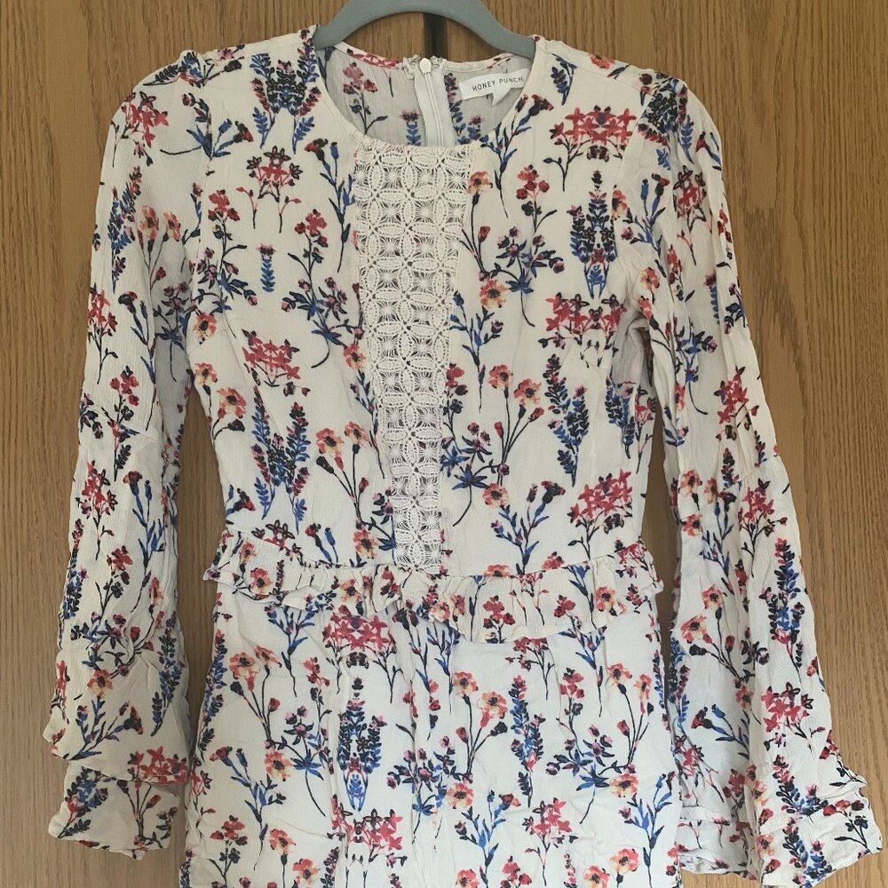 Honey Punch Wildflower Romper, Bell Sleeves